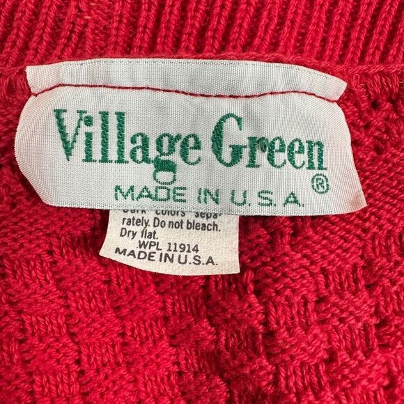 Vintage Village Green 100% cotton Red Knit Sweater Vest Size M - Picture 2 of 9